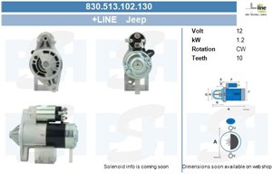 Startmotor, JEEP CHEROKEE, GRAND CHEROKEE II, 33002709, 56021012AB, 56027317, 56041012, 56041012AB, 56041012AD, 56041014, 56041014AB, 89
