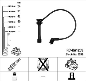 Tändkabelsats, KIA CARENS Minibus, minivan II, RIO Halvkombi, RIO Sedan, SHUMA I, SHUMA II, SHUMA Sedan II, 0K30E-18140, 0K30F-18140, 2