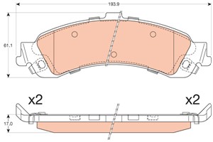 Bromsbeläggsats, Bakaxel, CHEVROLET AVALANCHE, AVALANCHE 1500 Crew Cab Pickup, SILVERADO 1500, SUBURBAN, TAHOE, 18044202