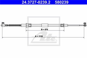 Vajer, parkeringsbroms, Höger bak, BMW 7 [E38], 35 51 1 161 474