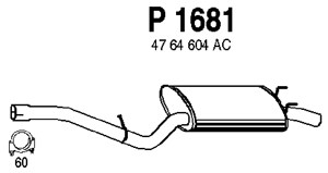 Bakre ljuddämpare, Bak, CHRYSLER SEBRING, SEBRING Cabriolet, 4764604AA, 4764604AC, 4764606AA, 4764606AD, 4764606AE, 4764606AF