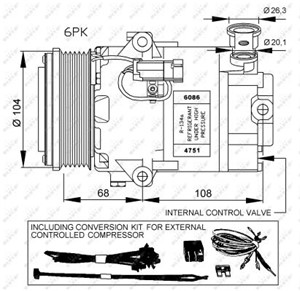 Kompressor, klimatanläggning, OPEL,VAUXHALL, 13124751, 13297443, 24466996, 6854056, 6854057, 6854097, 6854133, 93190259, R1580057