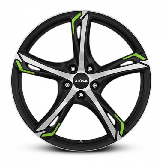 Ronal R62 Green Jet Black Matt Front Cut 7,5/18 5/100 ET45 B68