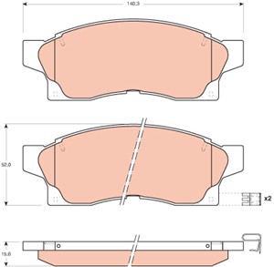 Bromsbeläggsats, Framaxel, TOYOTA MR2 II, 04465-17030, 04465-17040, 04465-17060, 04491-17110