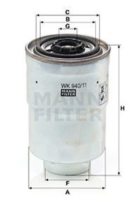 Bränslefilter, DAIHATSU,FORD,HYUNDAI,ISUZU,KIA,MAZDA,MITSUBISHI,OPEL,SSANGYONG, 0 K60C 23570, 1334350, 1456-23570-A, 1456-23570-A9A, 154