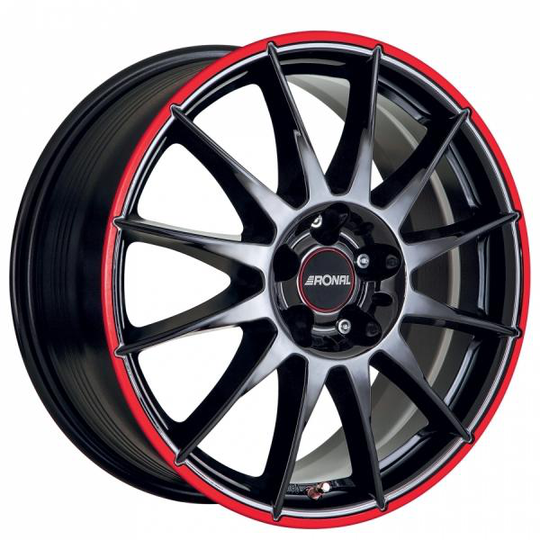 Ronal R54 Black Red 7/17 4/100 ET35 B68
