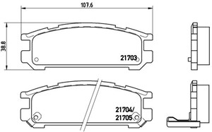 Bromsbeläggsats, Bakaxel, SUBARU, 26296AA060, 26296AA061, 26296AA062, 26296AA080, 26296AA081, 26296AA082, 26296PA040, 26296PA060, 26296P