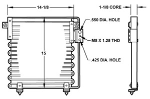 Kondensor, klimatanläggning, CHRYSLER VOYAGER II, 05012649AA, 4462397, 5264418