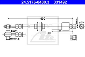 Bromsslang, Framaxel, CHEVROLET,OPEL,VAUXHALL, 12774865, 13336917, 5 62 173, 5 64 016