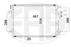 Kondensor, klimatanläggning, CHRYSLER GRAND VOYAGER V, DODGE GRAND CARAVAN, LANCIA VOYAGER Minibus, minivan, VW ROUTAN, 7B0317019