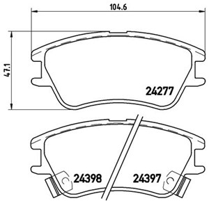 Bromsbeläggsats, Framaxel, HYUNDAI ATOS, 5810102A10, 5810105A10, 5810105A30, AC698281D