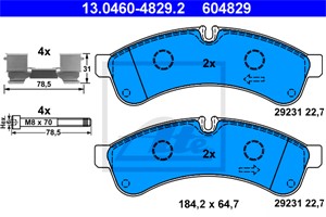 Bromsbeläggsats, Bakaxel, IVECO, 42555633