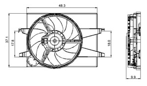 Fläkt, kylare, FORD FIESTA V, FIESTA Van V, FUSION, MAZDA 2, 1141507, 1141509, 1141511, 1319972, 1337583, 1337584, 1345619, 1366100, 136