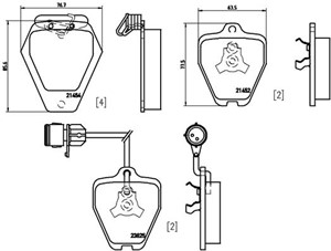 Bromsbeläggsats, AUDI 100 C4 Avant, 100 C4 Sedan, A6 C4, A6 C4 Avant, A8 D2, 441698151G, 4A0698151B, 4A0698151D, 4B3615118A, 4D0698151AD