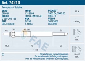 Glödstift, Bakaxel, CITROËN,FIAT,FORD,LANCIA,PEUGEOT,VOLVO, 1313809, 1473356, 30725069, 3M5Q-6M090-AB, 3M5Q-6M090-AC, 5960.64, 5960.65,