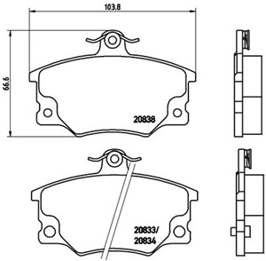 Bromsbeläggsats, Bakaxel, Framaxel, FIAT TEMPRA, TIPO, LANCIA DEDRA, 0005983950, 0060810239, 4434879, 571309S, 5888147, 5888153, 5888575