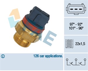 Temperaturswitch, kylarfläkt, CITROËN,FIAT,LANCIA,PEUGEOT, 02T 311 206 C, 02T 311 206 E, 02T 311 206 F, 02T 311 206 H, 02T 311 206 J, 02