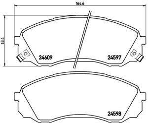 Bromsbeläggsats, Framaxel, HYUNDAI H-1 Cargo, H-1 Travel, KIA CARNIVAL / GRAND CARNIVAL III, 581014DE00, 581014HA00, 581014HA01, 581014H