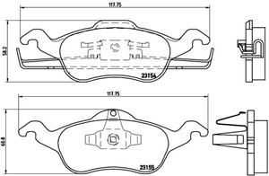 Bromsbeläggsats, Framaxel, FORD FOCUS I, FOCUS Sedan I, FOCUS Skåp / kombi I, FOCUS Turnier I, 1064230, 1075558, 1107697, 1136519, 11510