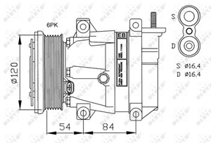 Kompressor, klimatanläggning, CHEVROLET LACETTI, LACETTI Kombi, LACETTI Sedan, NUBIRA Kombi, NUBIRA Sedan, DAEWOO LACETTI Halvkombi, 954