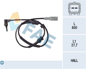 ABS-givare, Sensor, hjulvarvtal, framaxel vänster, CITROËN C8, FIAT ULYSSE, LANCIA PHEDRA, PEUGEOT 807, 14.888.410, 1493882080, 4545 94,