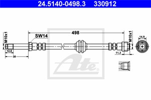 Bromsslang, Framaxel, MERCEDES-BENZ VIANO [W639], VITO / MIXTO Skåp [W639], VITO Buss [W639], 639 428 03 35, 639 428 08 35, 639 428 12 3