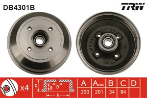 Bromstrumma, Bakaxel, OPEL CORSA C, CORSA C Skåp/halvkombi, VAUXHALL CORSA Mk II, 24401369, 4 18 000, 90 04 416, 9196287