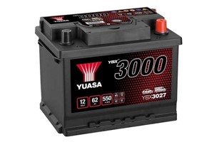 Yuasa Batteri 12V 62Ah 550A, passar många modeller, 000915105AC, 000915105DE, 01579A101K, 1112612, 1136596, 1139435, 13165237, 13390020