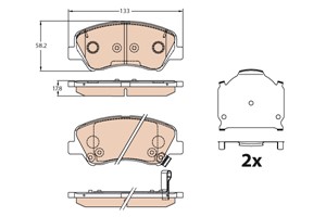 Bromsbeläggsats, HYUNDAI i20 II, i20 ACTIVE, i20 Coupé II, KIA RIO Sedan IV, 58101-C8A00, 58101-C8A50, 58101-H5A25, 58302-H5A00