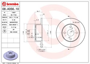 Bromsskiva, Bakaxel, TOYOTA COROLLA, COROLLA Compact, COROLLA Kombi, COROLLA Liftback, 4243112190