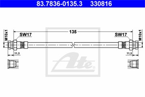 Bromsslang, Bakaxel, SEAT,VW, 1H0 611 775
