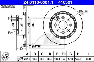 Bromsskiva, Bakaxel, KIA CERATO Sedan, CERATO Sedan I, SHUMA I, SHUMA II, SHUMA Sedan, SHUMA Sedan II, 0K2AA-26-251, 0K2AA-26-251A, 0K2A