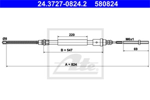Vajer, parkeringsbroms, Vänster bak, PEUGEOT 406, 406 Break, 4745 H1