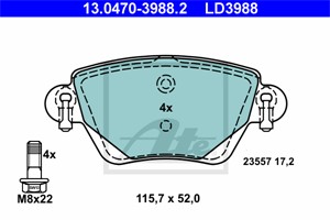 Bromsbeläggsats, Bakaxel, FORD,JAGUAR,RENAULT, 1121895, 1130120, 1152316, 1204845, 1207104, 1219892, 1219894, 1227108, 77 01 207 187, C2