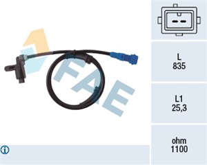 ABS-givare, Sensor, hjulvarvtal, Framaxel, PEUGEOT 206 CC, 206 Halvkombi, 206 Sedan, 206 SW, 206 Van, 4545 76, 4545.76