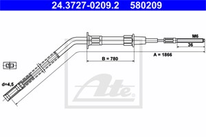 Vajer, parkeringsbroms, Bak, BMW 5 [E28], 34 41 1 150 896