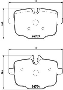Bromsbeläggsats, Bakaxel, ALPINA,BMW, 34212284389, 34212449304, 34212449305, 34216775346, 34216798196, 34216857805