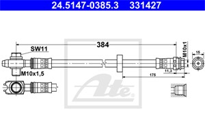 Bromsslang, Framaxel, SEAT,VW, 3A0 611 701, 6N0 611 701 A, 6N0 611 701 B, 6N0 611 701