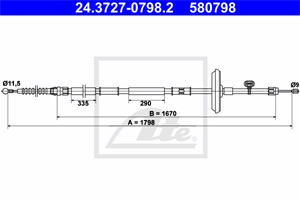 Vajer, parkeringsbroms, Bak, CHEVROLET,OPEL,VAUXHALL, 13328132, 5 22 063