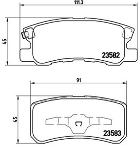 Bromsbeläggsats, Bakaxel, CHRYSLER,CITROËN,DODGE,FIAT,JEEP,LANCIA,MITSUBISHI,PEUGEOT, 068020256AA, 1606294580, 1611838980, 1617265280, 4