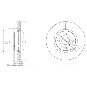 Bromsskiva, Framaxel, TOYOTA COROLLA Sedan, RACTIS, YARIS, YARIS / VIOS Sedan, YARIS Skåp/halvkombi, 435120D080, 43512-0D190, 43512-5213