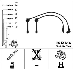 Tändkabelsats, KIA CARNIVAL I, CARNIVAL II, 0K558-18140-B, 0K95H-1814X-A, OK558-18140B, OK95H-18-14XA