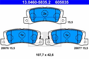 Bromsbeläggsats, Bakaxel, TOYOTA, 04466-12031, 04466-12040, 04466-12070, 04466-12110, 04466-20110, 04466-32010, 04466-YZZC5, 04492-20100