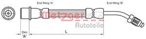 Bromsslang, Bakaxel höger, CITROËN C5 III, C5 Break III, C6, PEUGEOT 407, 407 Coupé, 407 SW, 508 I, 508 SW I, 4806E8
