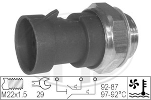 Temperaturswitch, kylarfläkt, ALFA ROMEO,CITROËN,FIAT,LANCIA,PEUGEOT, 1264 33, 46477717, 50005994, 60809247, 60813343, 7655732, 7738582