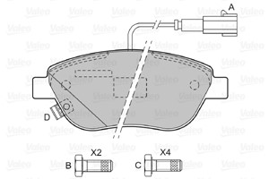 Bromsbeläggsats, Framaxel, ABARTH,FIAT,LANCIA,OPEL,VAUXHALL, 1605157, 1605181, 51928528, 71754803, 77362092, 77362195, 77362710, 7736271
