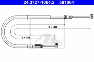 Vajer, parkeringsbroms, Höger bak, RENAULT MEGANE Grandtour I, Megane Kombi van I, 82 00 029 461