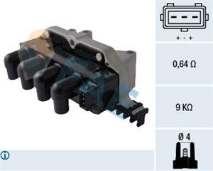 Tändspole, FIAT,LANCIA, 1755F3, 1755J4, 31250-05030, 3125005042, 46446039, 46472440, 46480361, 500309816, 5156065D00, 7789346