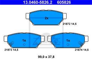 Bromsbeläggsats, Bakaxel, MITSUBISHI,PROTON, MB928314, MR205377, MR389569, MZ690343, X3516003