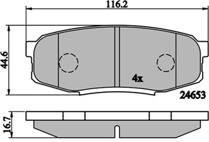 Bromsbeläggsats, Bakaxel, LEXUS LX, TOYOTA LAND CRUISER 200, 044660C010, 0446660120, 0446660160